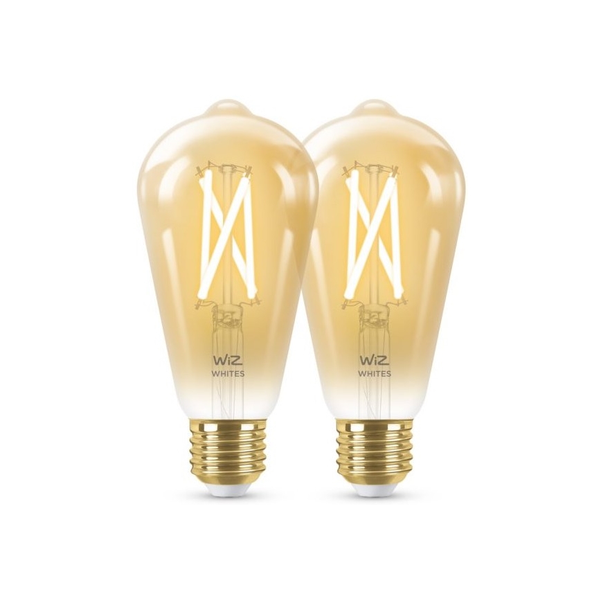 KIT 2x LED Ljusreglerad glödlampa VINTAGE FILAMENT ST64 E27/6,7W/230V 2000-5000K Wi-Fi - WiZ