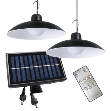 KIT 2x LED Pendellampa med solceller med skymningssensor LED/6W/3,7V 2000 mAh IP44 + fjärrkontroll