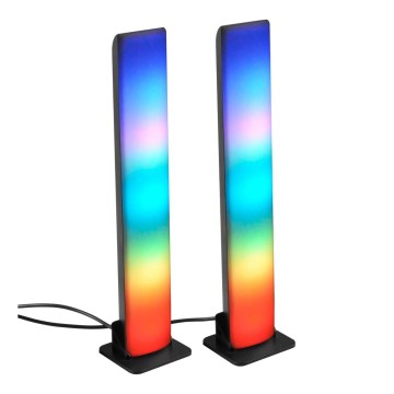 KIT 2x LED RGB Ljusreglerad bordslampa GAMER LED/5W/5V + fjärrkontroll
