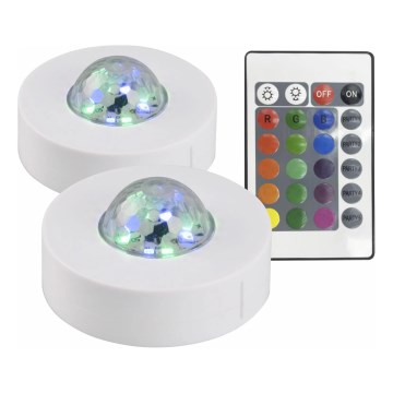 KIT 2x LED RGB Ljusreglerad dekorativ belysning FESTA 3xAAA/4,5V + fjärrkontroll
