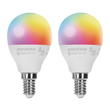 KIT 2x LED RGBW dimbar lampa MESH Smart G45 E14/6,5W/230V 2700-6500K - Aigostar