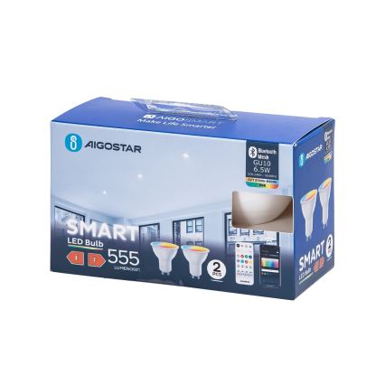 KIT 2x LED RGBW dimbar lampa MESH Smart GU10/6,5W/230V 2700-6500K - Aigostar