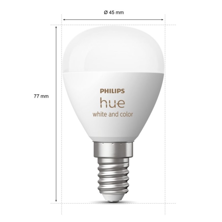 KIT 2x LED RGBW dimbar lampa Philips Hue White And Color Ambiance P45 E14/5,1W/230V 2000-6500K