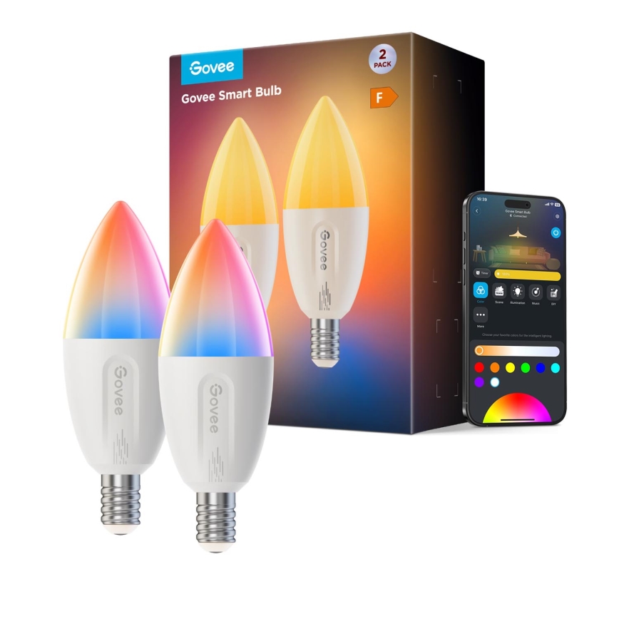 KIT 2x LED RGBWW Ljusreglerad glödlampa E14/5W/230V 2700-6500K Wi-Fi - Govee