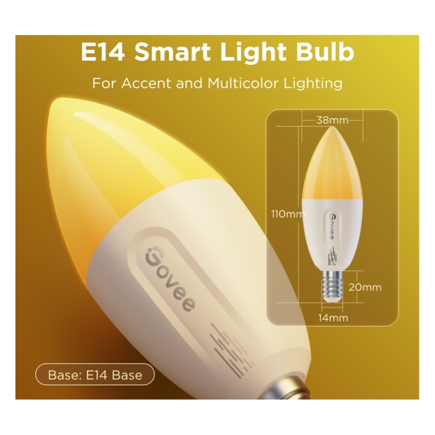 KIT 2x LED RGBWW Ljusreglerad glödlampa E14/5W/230V 2700-6500K Wi-Fi - Govee