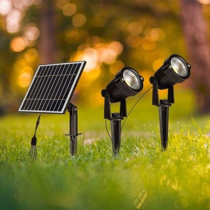 KIT 2x LED utomhus solcellslampa 2xLED/1,2W/3,7V IP65 3000K 4000 mAh
