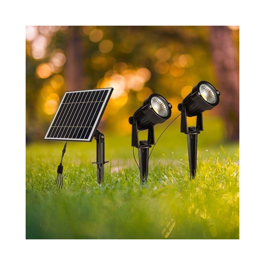 KIT 2x LED utomhus solcellslampa 2xLED/1,2W/3,7V IP65 3000K 4000 mAh