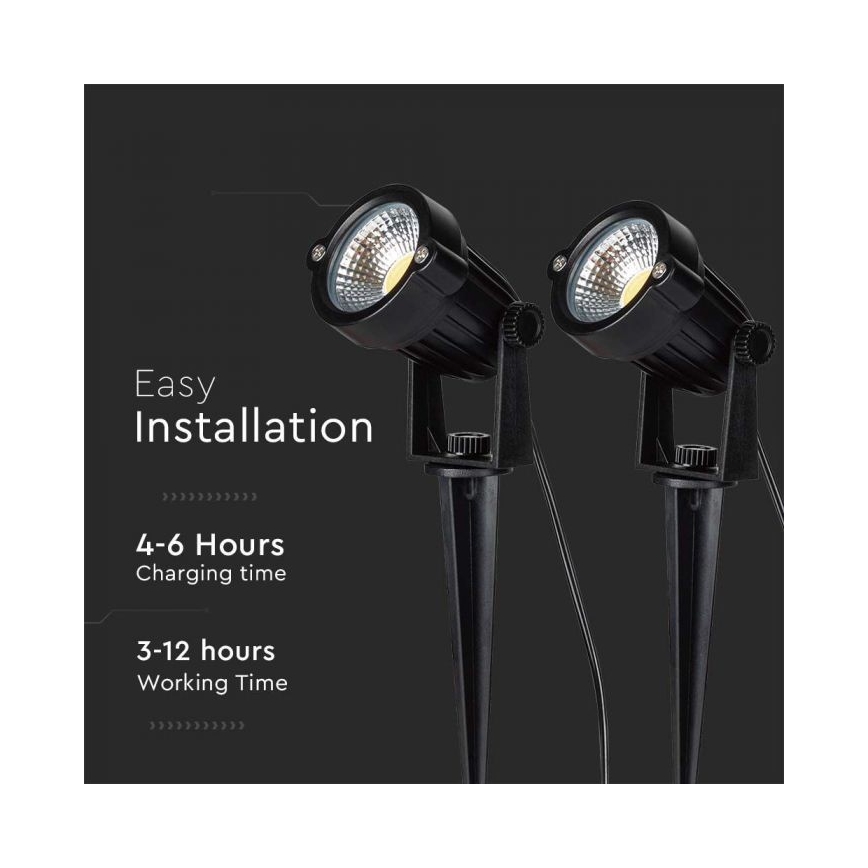KIT 2x LED utomhus solcellslampa 2xLED/1,2W/3,7V IP65 3000K 4000 mAh