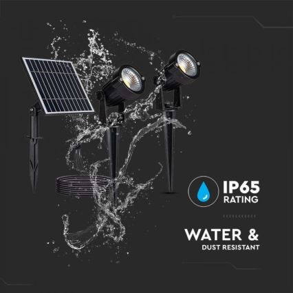 KIT 2x LED utomhus solcellslampa 2xLED/1,2W/3,7V IP65 3000K 4000 mAh