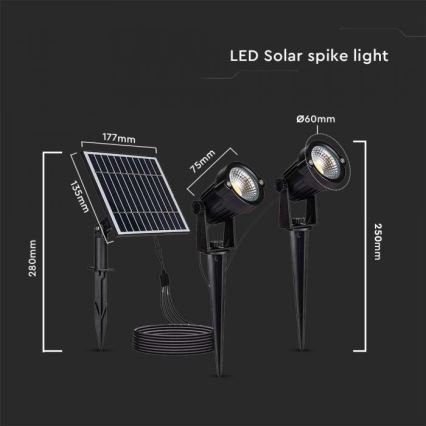 KIT 2x LED utomhus solcellslampa 2xLED/1,2W/3,7V IP65 3000K 4000 mAh