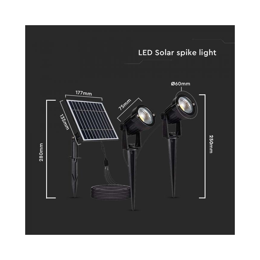 KIT 2x LED utomhus solcellslampa 2xLED/1,2W/3,7V IP65 3000K 4000 mAh