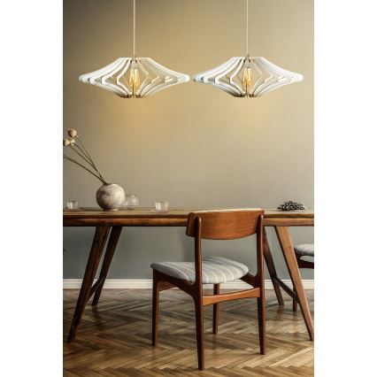 KIT 2x Ljuskrona med textilsladd 1xE27/60W/230V vit diameter 47 cm