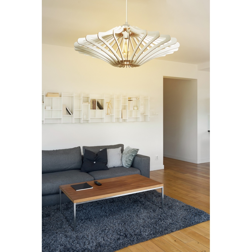 KIT 2x Ljuskrona med textilsladd 1xE27/60W/230V vit diameter 47 cm