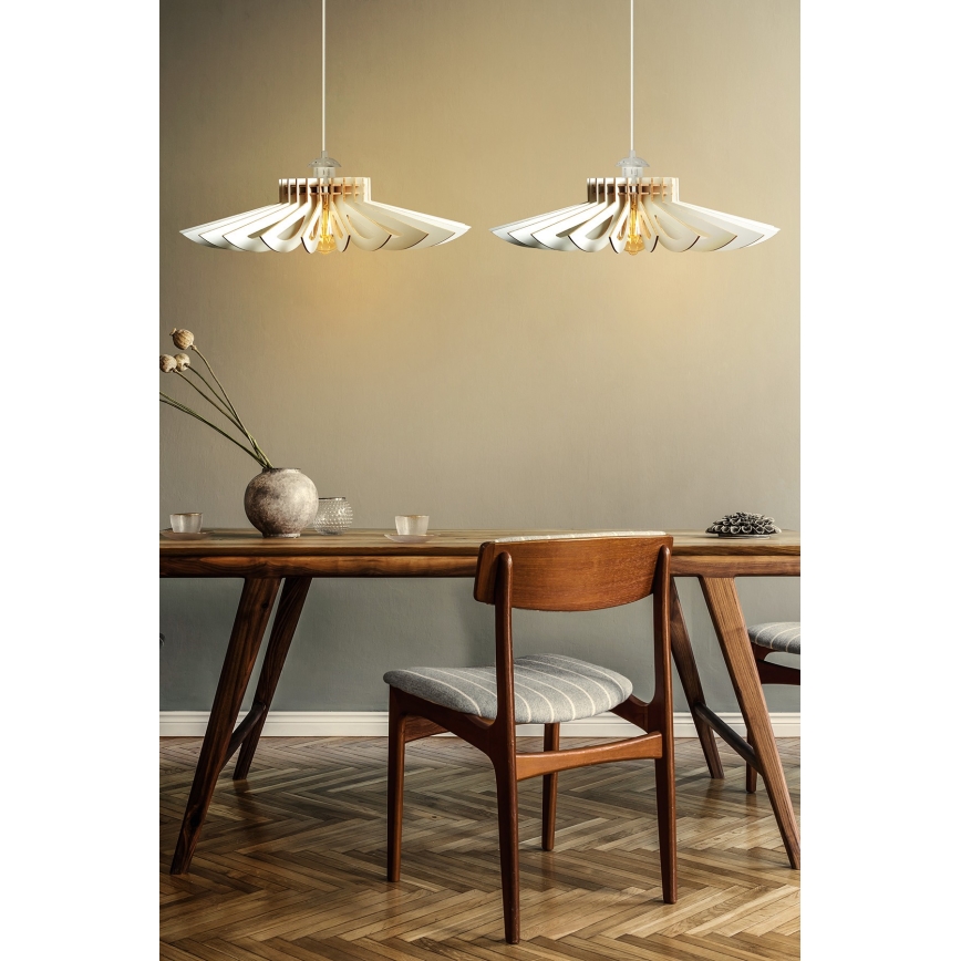 KIT 2x Ljuskrona med textilsladd 1xE27/60W/230V vit diameter 52 cm