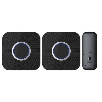 KIT 2x Plugin trådlös dörrklocka kinetisk 230V svart
