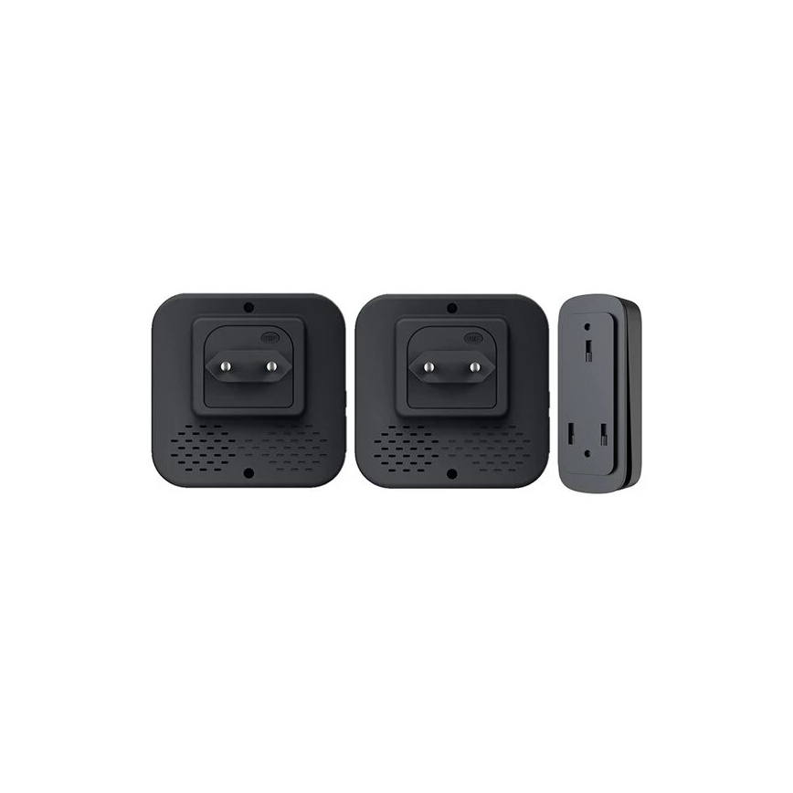 KIT 2x Plugin trådlös dörrklocka kinetisk 230V svart