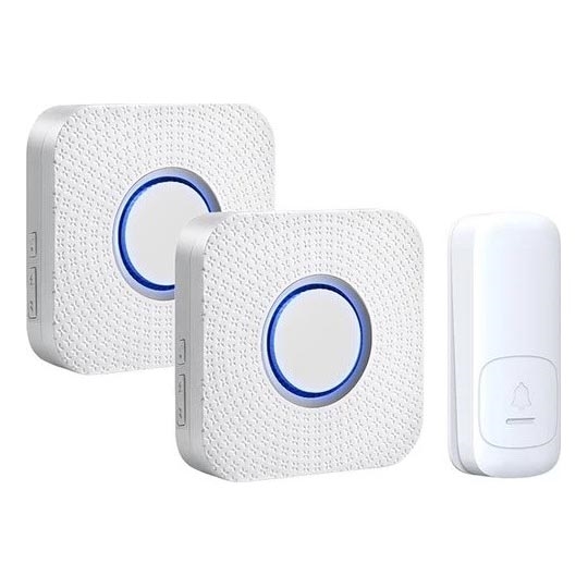 KIT 2x Plugin trådlös dörrklocka kinetisk 230V vit