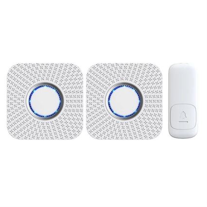 KIT 2x Plugin trådlös dörrklocka kinetisk 230V vit