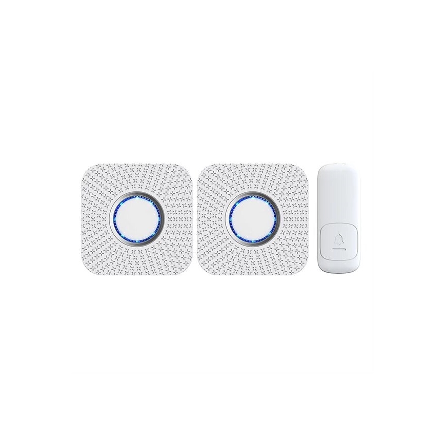 KIT 2x Plugin trådlös dörrklocka kinetisk 230V vit