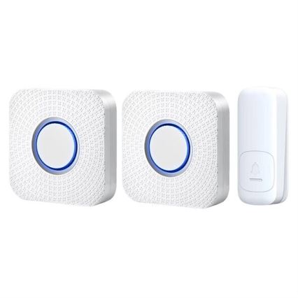 KIT 2x Plugin trådlös dörrklocka kinetisk 230V vit