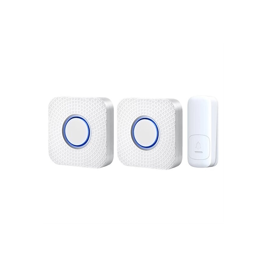 KIT 2x Plugin trådlös dörrklocka kinetisk 230V vit