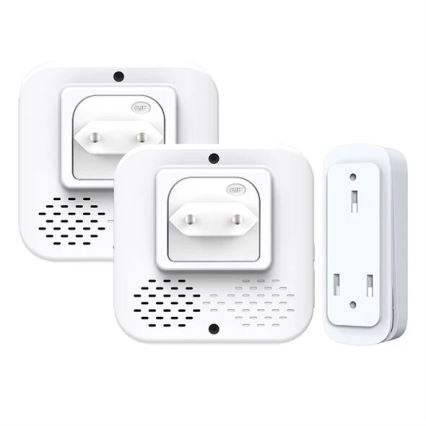 KIT 2x Plugin trådlös dörrklocka kinetisk 230V vit