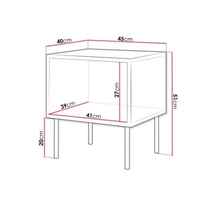 KIT 2x Sängbord CORTINA 51x45 cm svart