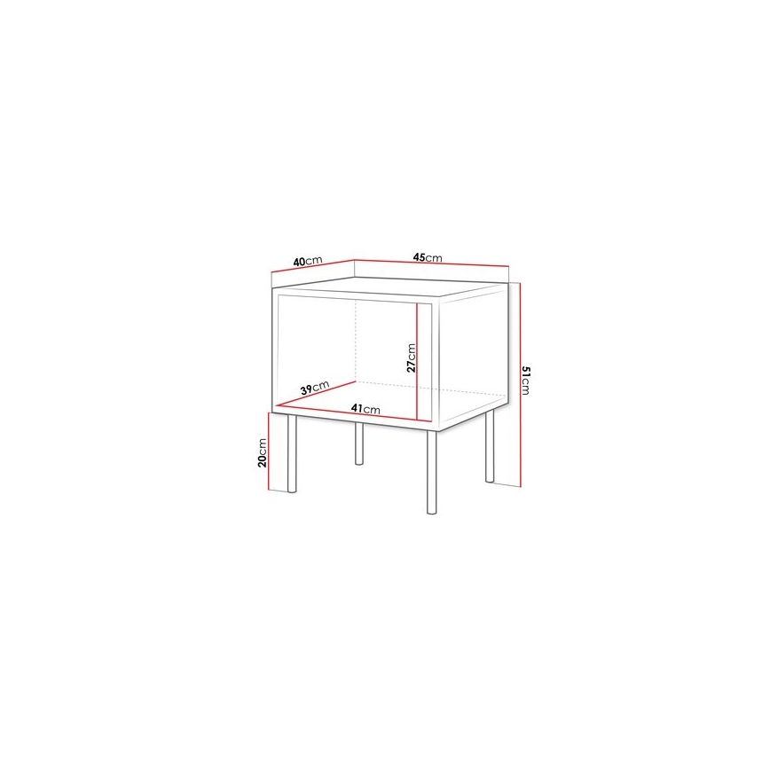 KIT 2x Sängbord CORTINA 51x45 cm svart