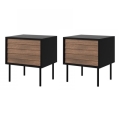 KIT 2x Sängbord CORTINA 51x45 cm svart/valnöt warnia