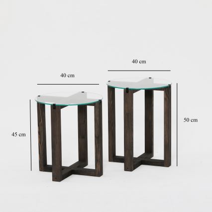 KIT 2x Sidobord AMALFI diameter 40 cm tall/genomskinlig