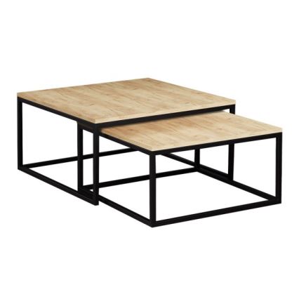 KIT 2x Soffbord DUAL gyllene ek/svart