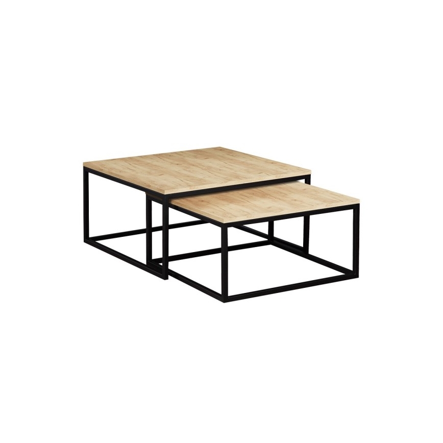 KIT 2x Soffbord DUAL gyllene ek/svart