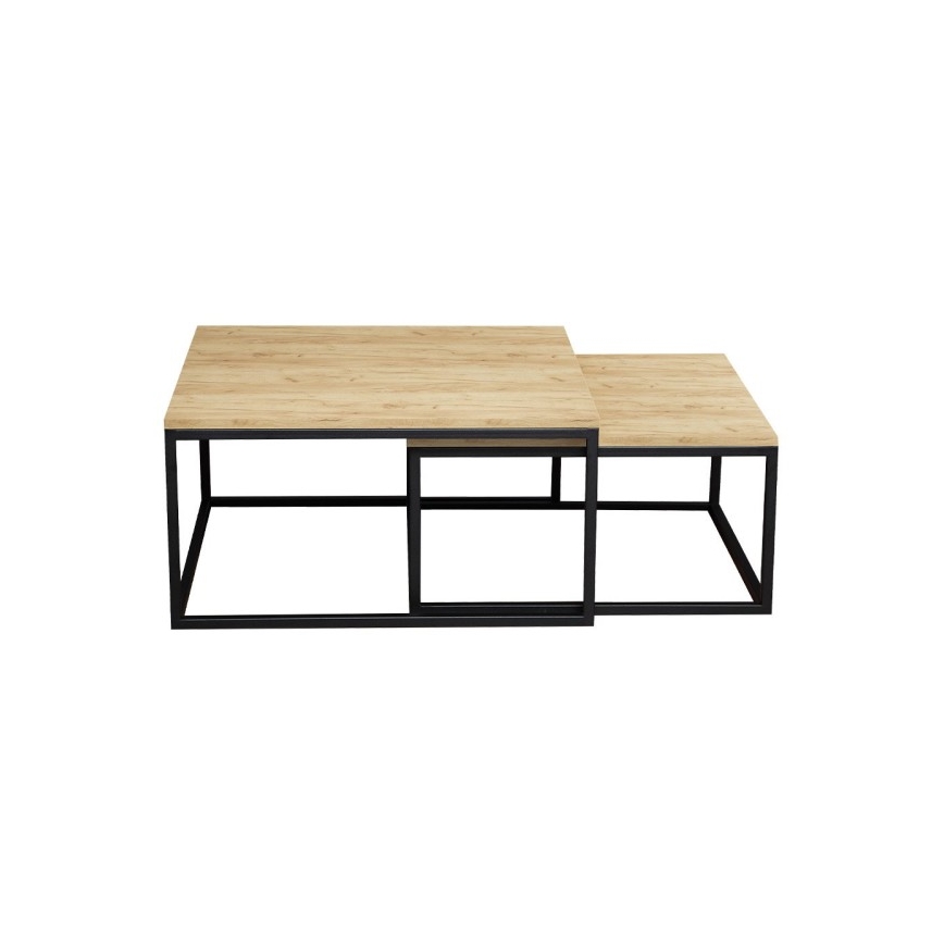 KIT 2x Soffbord DUAL gyllene ek/svart