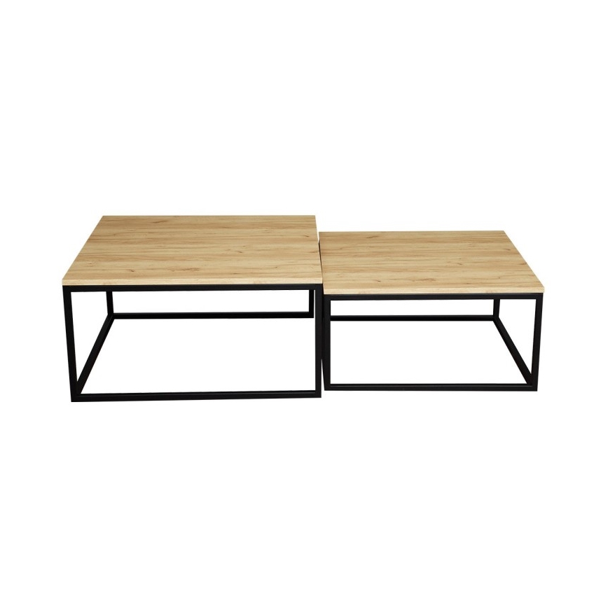 KIT 2x Soffbord DUAL gyllene ek/svart