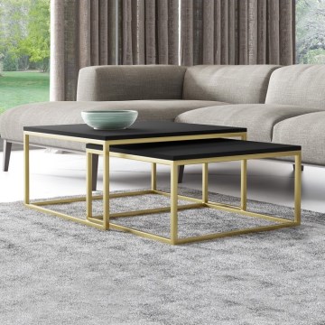 KIT 2x Soffbord DUAL svart/guld