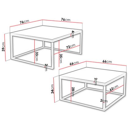 KIT 2x Soffbord DUAL vit/svart