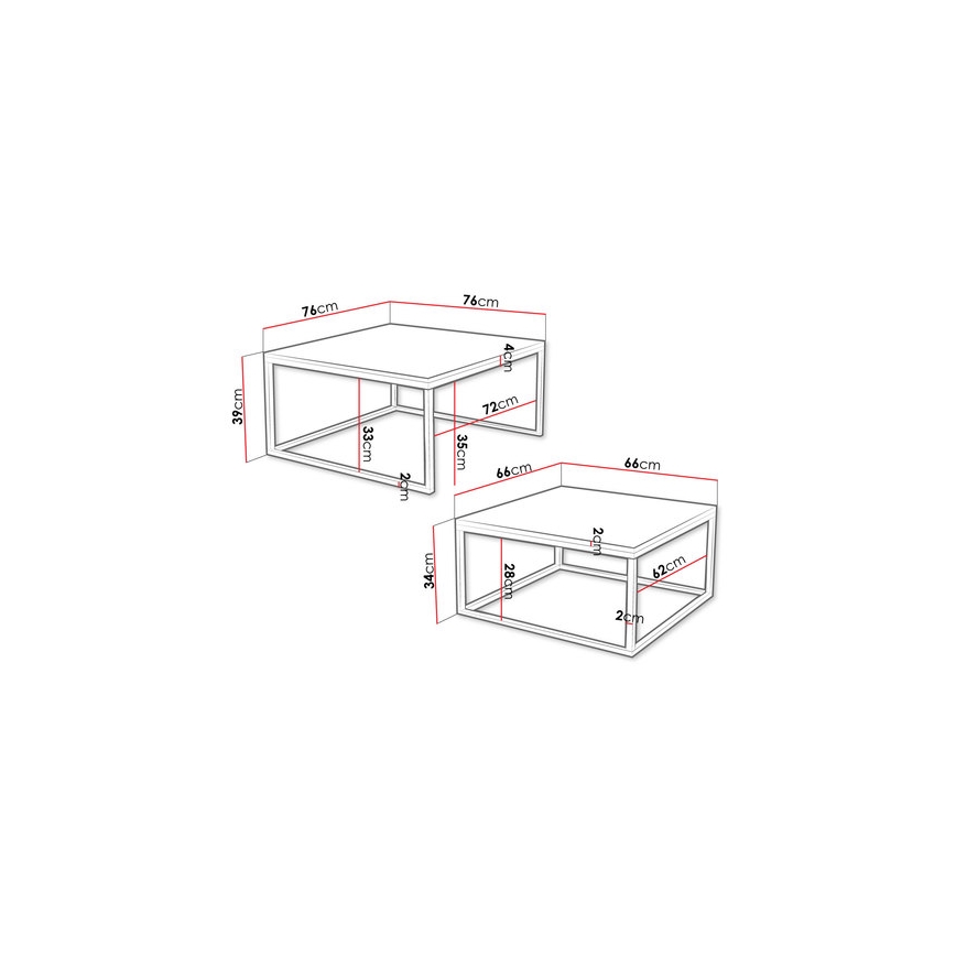 KIT 2x Soffbord DUAL vit/svart