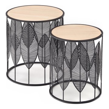 KIT 2x Soffbord FOLLA diameter 33/40 cm svart