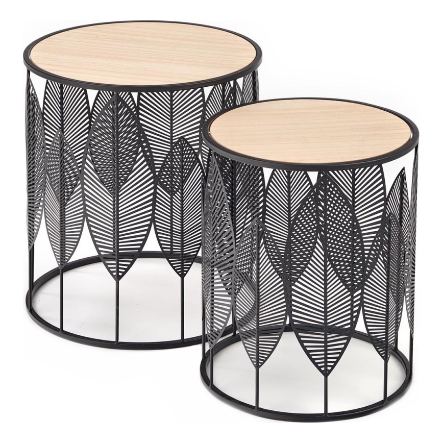 KIT 2x Soffbord FOLLA diameter 33/40 cm svart