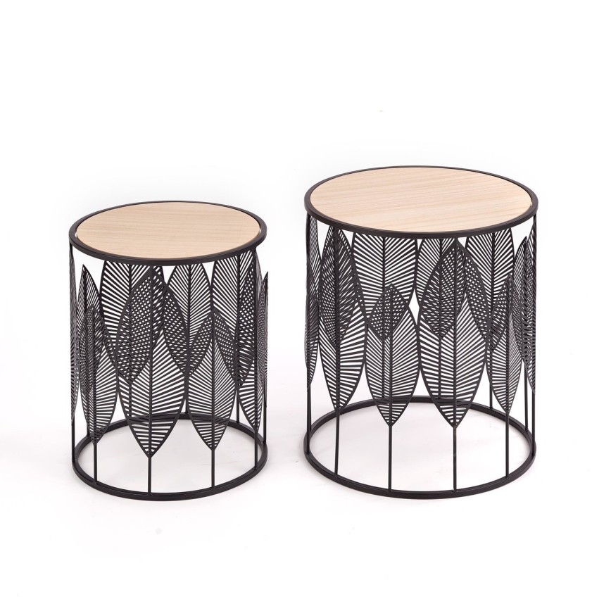 KIT 2x Soffbord FOLLA diameter 33/40 cm svart