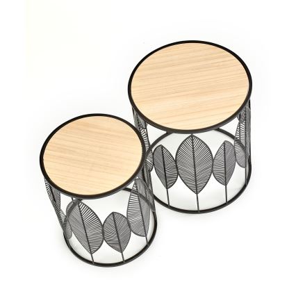 KIT 2x Soffbord FOLLA diameter 33/40 cm svart