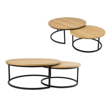KIT 2x Soffbord OAKLOFT 38x90 cm svart/ek