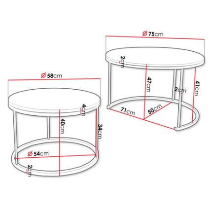 KIT 2x Soffbord RABEN svart/gyllene ek