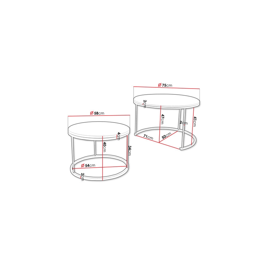KIT 2x Soffbord RABEN svart/gyllene ek