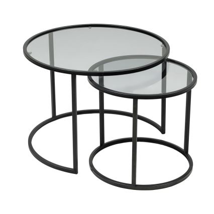 KIT 2x Soffbord TOKYO diameter 42/60 cm svart