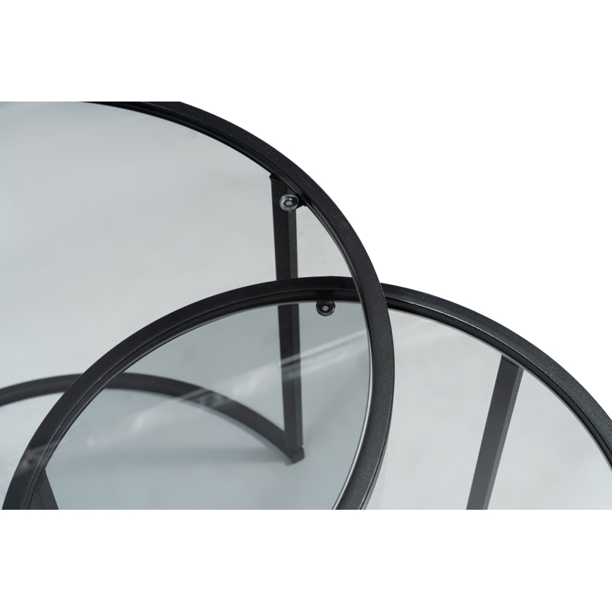 KIT 2x Soffbord TOKYO diameter 42/60 cm svart