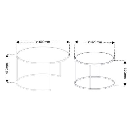 KIT 2x Soffbord TOKYO diameter 42/60 cm svart