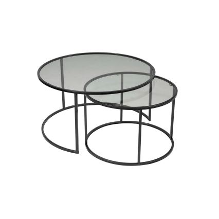 KIT 2x Soffbord TOKYO diameter 60/80 cm svart