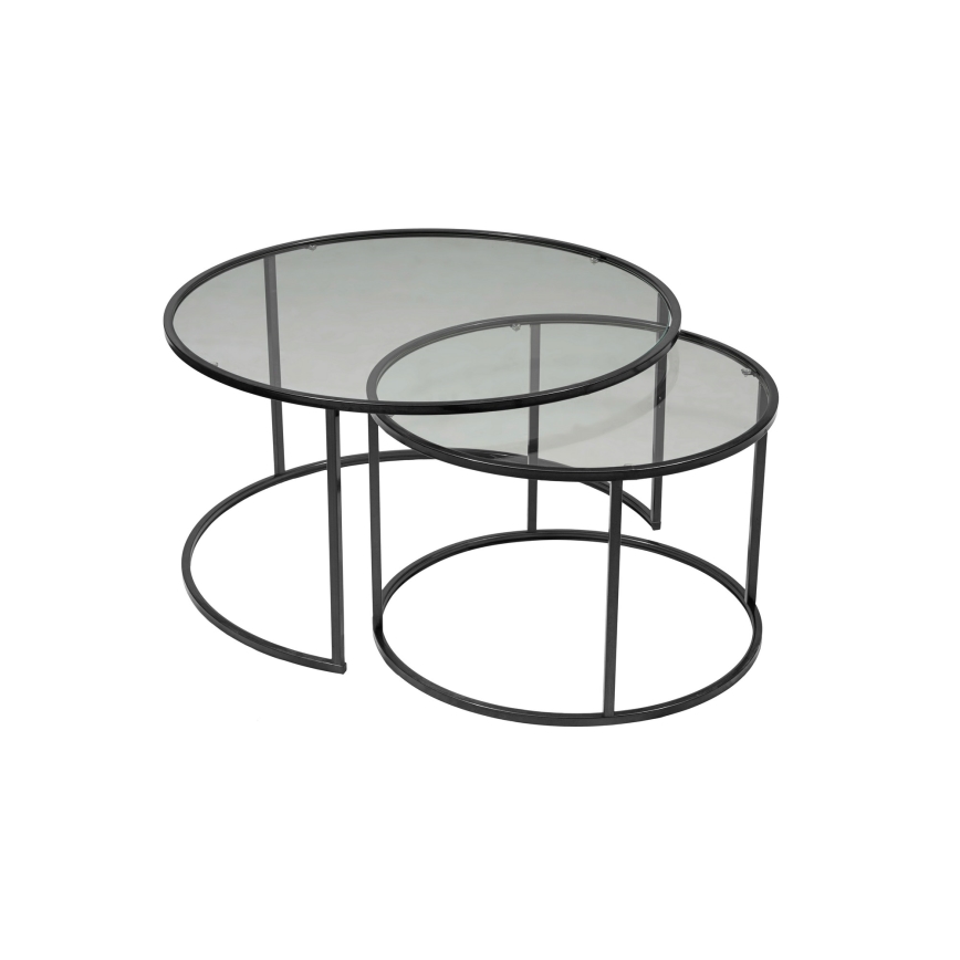 KIT 2x Soffbord TOKYO diameter 60/80 cm svart