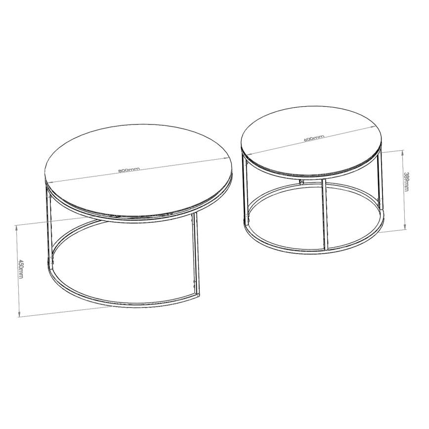 KIT 2x Soffbord TOKYO diameter 60/80 cm svart
